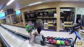 ”Cuckold allows guy please his adorable Girlfriend right in bowling club”