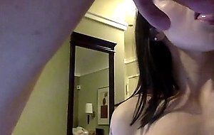 Sexy brunette ts making her lover cum