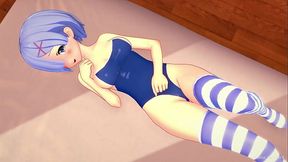 Rem despierta caliente en un apretado ba&ntilde_ador lista para folla (sin censura)