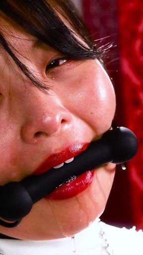 Bound and Drooling: Tsugumi Matsuzaka Dripping Saliva From Her Gagged Mouth