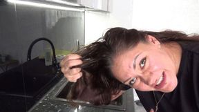 HAIR WASHING IN THE KITCHEN SINK (wm)