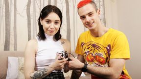 Good-looking brunette model Karolina Geiman likes this cock