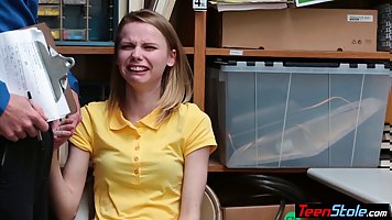 Russian blonde teen thief Catarina Petrov serving a local police officer