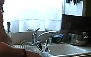 Hot couple bj in the kitchen