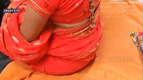 CRAZY-XYZ desi village Bhabhi tight pussy hard sex video, Indian slut wife wearing beautiful red saree