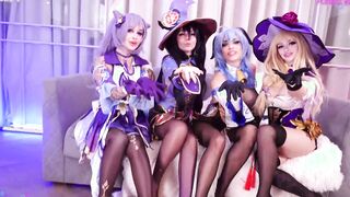 4 goddess movie game girls having an group sex with 1 bro Leah Meow