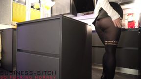 Executive Secretary Sucks Cock&#x1F346; in Cramped Office Space &mdash;  Nylon Stilettos Leave Scars on Knees