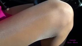 Glossy pantyhose in my car