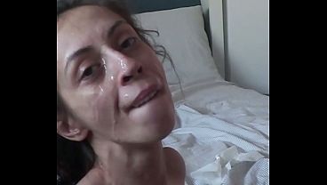 Good Girl Candie Cross&rsquo_s Kneeling Facial Cum Blast &ndash_ Hair Grip, Mouth Toyed, Licks Clean &amp_ Swallows Smiling