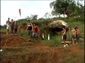 3 college-aged age teenies wazoo pulverize below A Waterfall