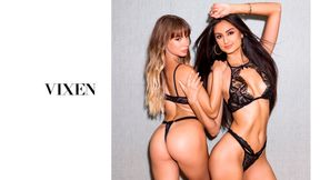 Hot ladies Eliza Ibarra and Naomi Swann are fucking with a big dick
