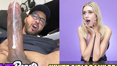 White girls reacting on video with hung black man wanking off
