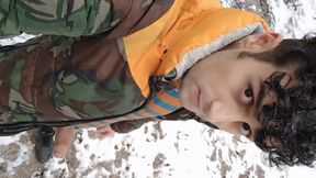 Jerk off in Cold Snowy Land