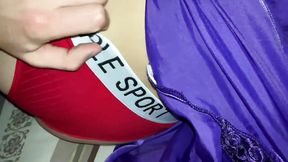 The Girl in Red Panties Spread Her Legs. Juicy Finished with Sperm. Amateur