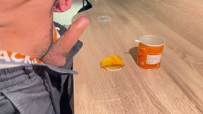 Boy cums on Pringles