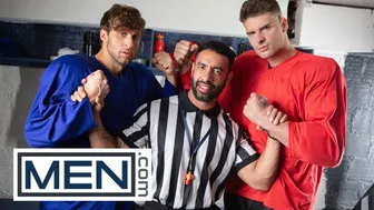 Malik Delgaty and Dom King Double Penetrate Muscular Referee Mateo Zagal