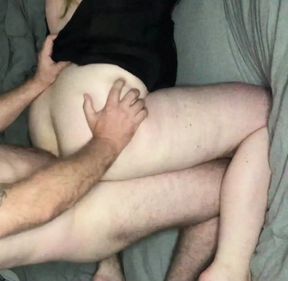Cheating chubby big ass wife being fucked by her lover doggystyle. He cums all over her ass as she loves a cuckold