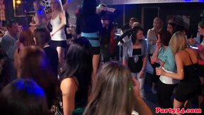 Young hottie double fucked on the dance floor