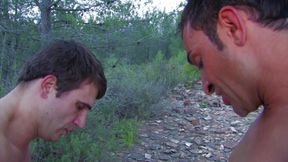 Two hot girls caught in the countryside licking pussy and fucked