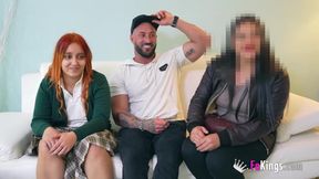 Redhead stepmom joins her amateur stepdaughter for rough sex casting