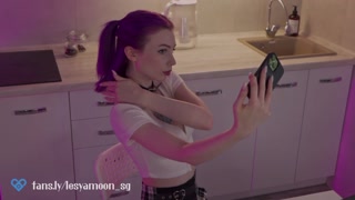 Hottie wants pizza with a big banana. Dirty slobbery blowjob and hard sex with a delivery guy.