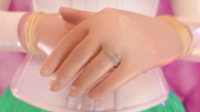 Latex sounding ASMR video: 3 layers of white tight medical gloves... sexy pin up MILF Arya Grander