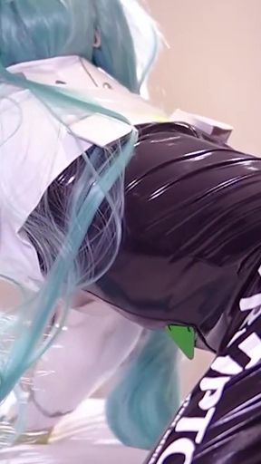 Epic moment from &quot;Leggings with Vibrator, Hatsune Miku Race queen cosplayer, hentai japanese shemale cosplay 12&quot;