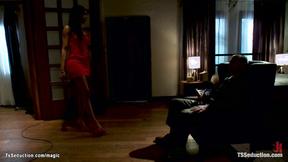 ”Ebony Shemale fucks man & makes him cum”