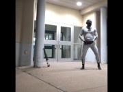 bastard wetsuit commando shoots massive load into wetsuit in front of doors