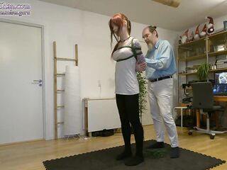 Shibari play - cunt rope predicament & drubbing