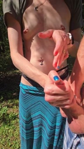 Quick handjob at the park