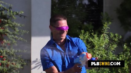 NAUGHTY couple playing naked OUTDOORS at the SWINGER HOUSE