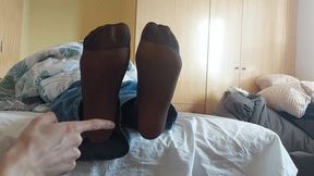 Amateur Black Nylon Socks Tickling