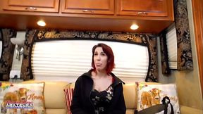 Stunning Redhead Scarlett Foxx Masturbates And Enjoys Sucking A Juicy Cock!