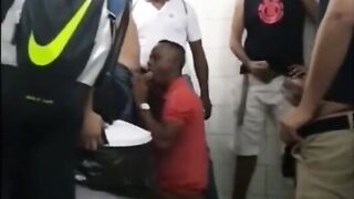 Watch as this hot amateur gets a big black cock in his tight ass and gets a hot cumshot on the toilet