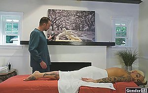 Busty tattooed trans Nadia Love massage sucks and barebacked