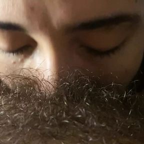 Lesbian Sucking Very Hairy and Wet Pussy