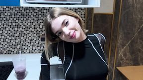 Before going for a walk, I brought her to a squirt and in her mouth