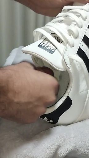 Sex with my wife's sneakers, Adidas Superstar and Nike Air Max Command, cumming inside   Clip 3