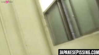 Real Japanese cuties filmed during playful peeing moments