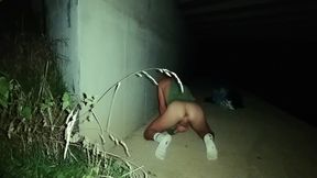 Twink Cums Under the Bridge After Cruising - Waiting Ass up