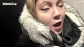 Peeing in a tiny fuel station toilet