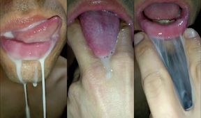 Gagging on thick cum face deepthroat sloppy gay tongue fuck