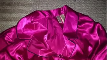 Hot Pink Satin Pajamas With Black Piping