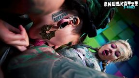 Tattooed hippie chick gets her ass licked and pounded by alt pornstar