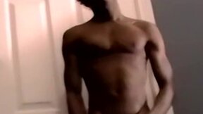 Athletic black amateur strokes his BBC monster on camera