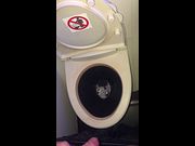 Pissing in an airplane bathroom