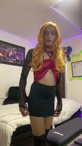 HOT INDIAN FEM BOY SHE MALE SISSY TEEN BOY SLUT WHORE CROSS DRESS COCK IN SKIRT