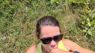 Big cumshot on tongue by hiking 😜