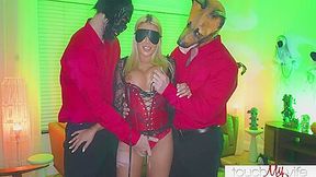 Blindfolded Wife Gets Double Penetrated By 2 Masked Men For Halloween Fantasy